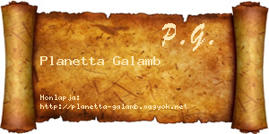 Planetta Galamb névjegykártya